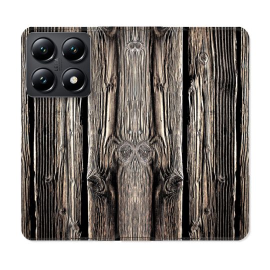 Housse Cuir Portefeuille Pour Xiaomi 14T Texture Bois
