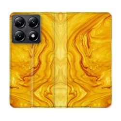 Housse Cuir Portefeuille Pour Xiaomi 14T Texture Marbre Jaune