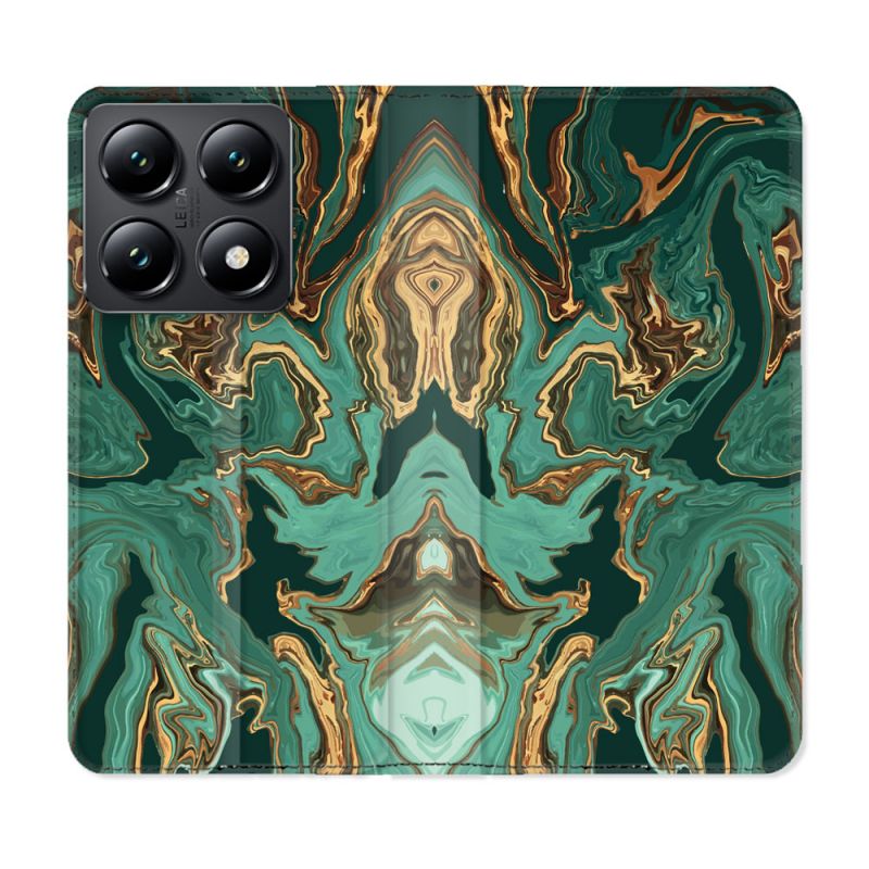 Housse Cuir Portefeuille Pour Xiaomi 14T Texture Marbre Vert