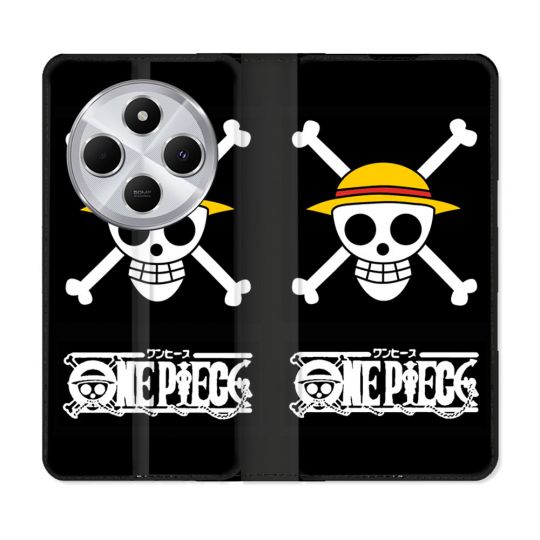 Housse Cuir Portefeuille Pour Xiaomi Redmi 14C 4G Manga One Piece Tete de Mort