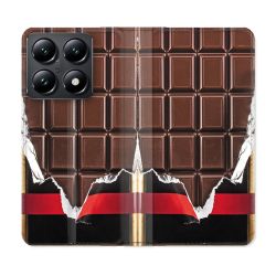 Housse Cuir Portefeuille Pour Xiaomi 14T Texture Trompe Oeil Chocolat