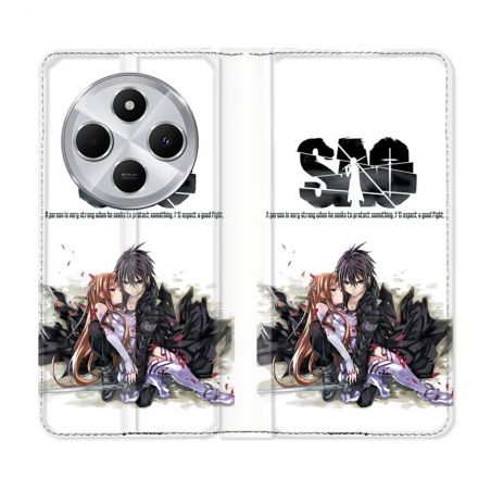 Housse Cuir Portefeuille Pour Xiaomi Redmi 14C 4G Manga SAO sword Art Online Blanc