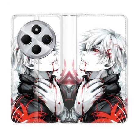 Housse Cuir Portefeuille Pour Xiaomi Redmi 14C 4G Manga Tokyo Ghoul Kaneki Blanc
