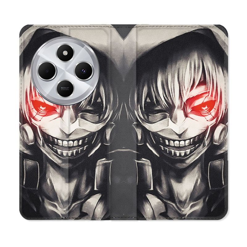 Housse Cuir Portefeuille Pour Xiaomi Redmi 14C 4G Manga Tokyo Ghoul Kaneki Noir