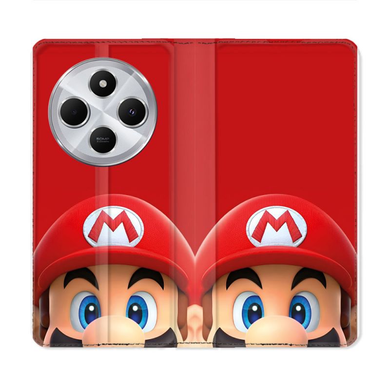 Housse Cuir Portefeuille Pour Xiaomi Redmi 14C 4G Mario Rouge