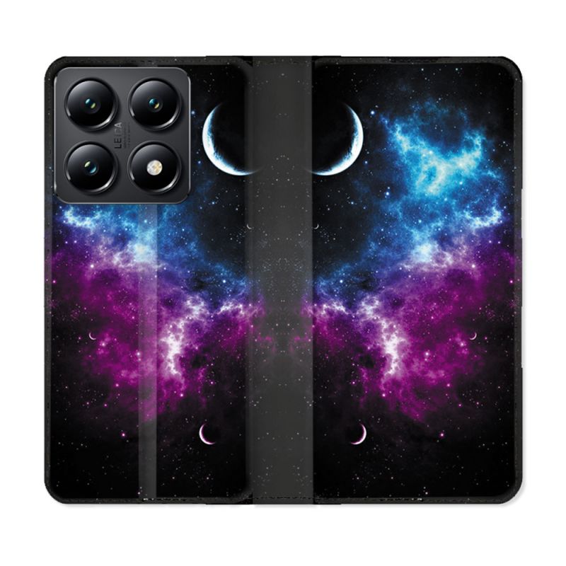 Housse Cuir Portefeuille Pour Xiaomi 14T Univers Bleu Violet