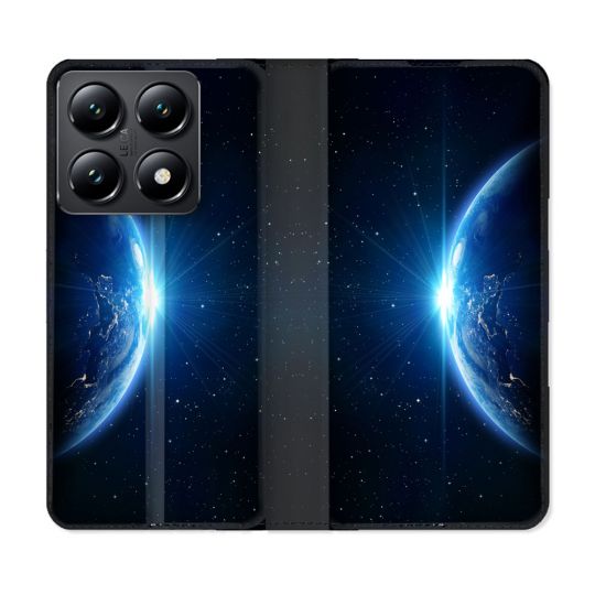 Housse Cuir Portefeuille Pour Xiaomi 14T Univers Planete Terre