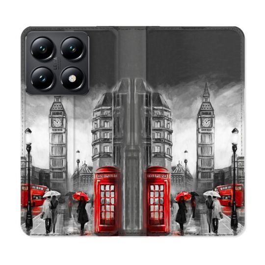 Housse Cuir Portefeuille Pour Xiaomi 14T Voyage Angleterre Londres Vintage