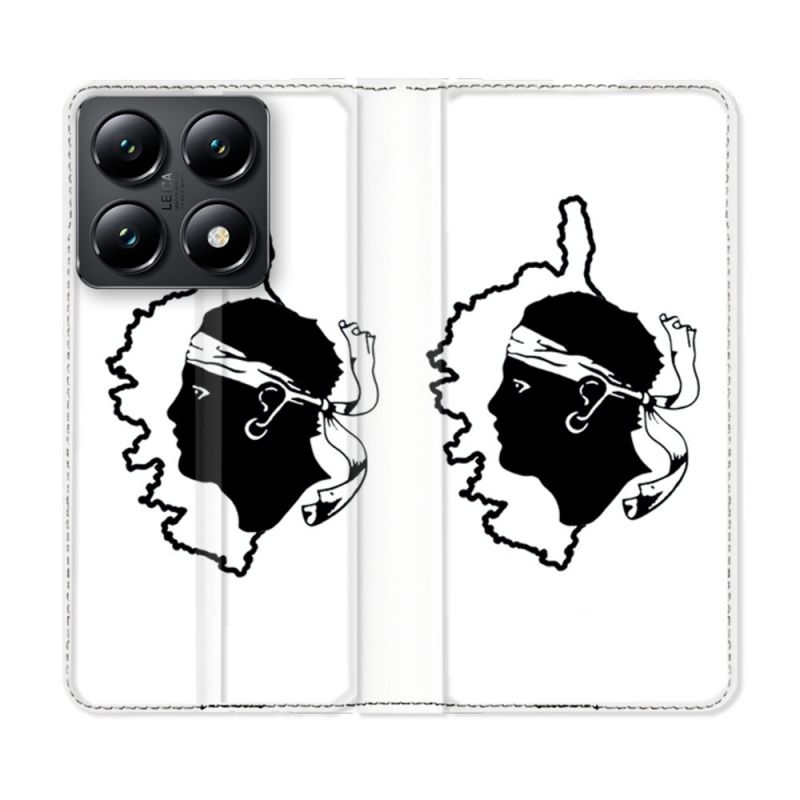 Housse Cuir Portefeuille Pour Xiaomi 14T Voyage Corse Blanc