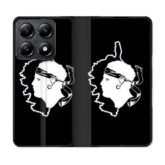 Housse Cuir Portefeuille Pour Xiaomi 14T Voyage Corse Noir