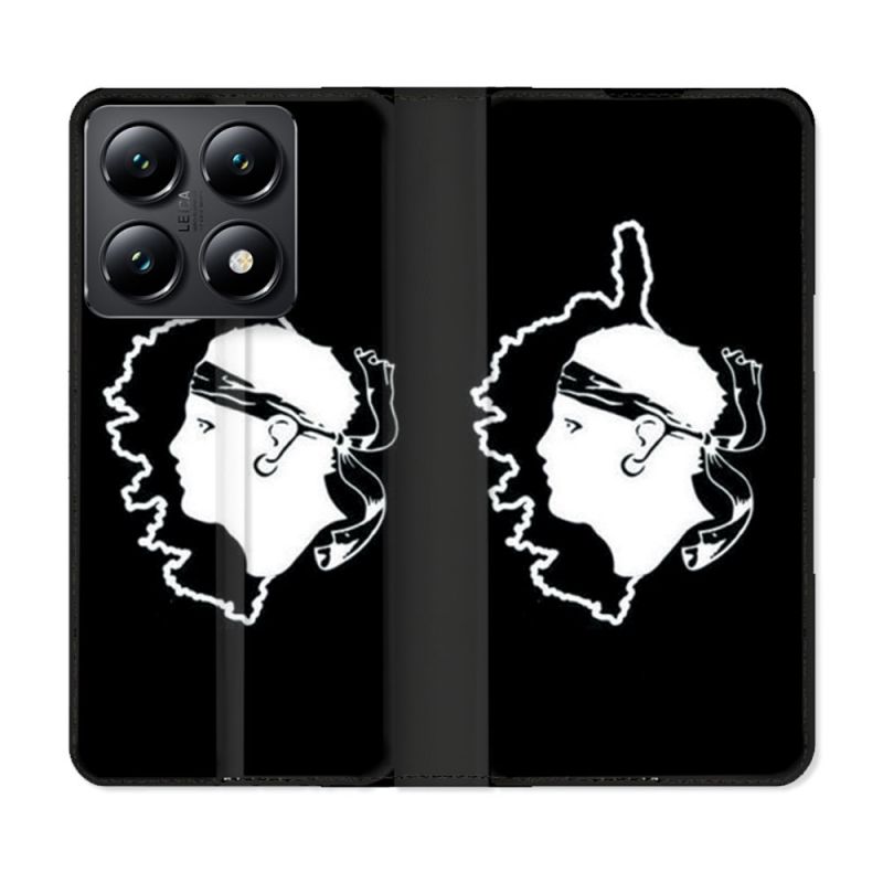 Housse Cuir Portefeuille Pour Xiaomi 14T Voyage Corse Noir