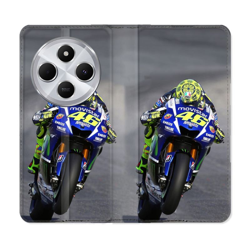 Housse Cuir Portefeuille Pour Xiaomi Redmi 14C 4G Moto Course GP Wheeling 46