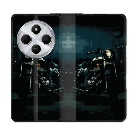 Housse Cuir Portefeuille Pour Xiaomi Redmi 14C 4G Moto Harley Vintage