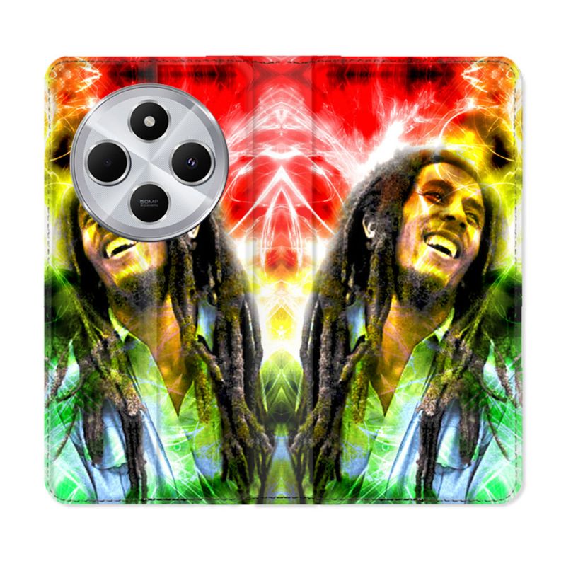 Housse Cuir Portefeuille Pour Xiaomi Redmi 14C 4G Musique Bob Marley Color