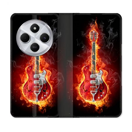 Housse Cuir Portefeuille Pour Xiaomi Redmi 14C 4G Musique Guitare Electrique