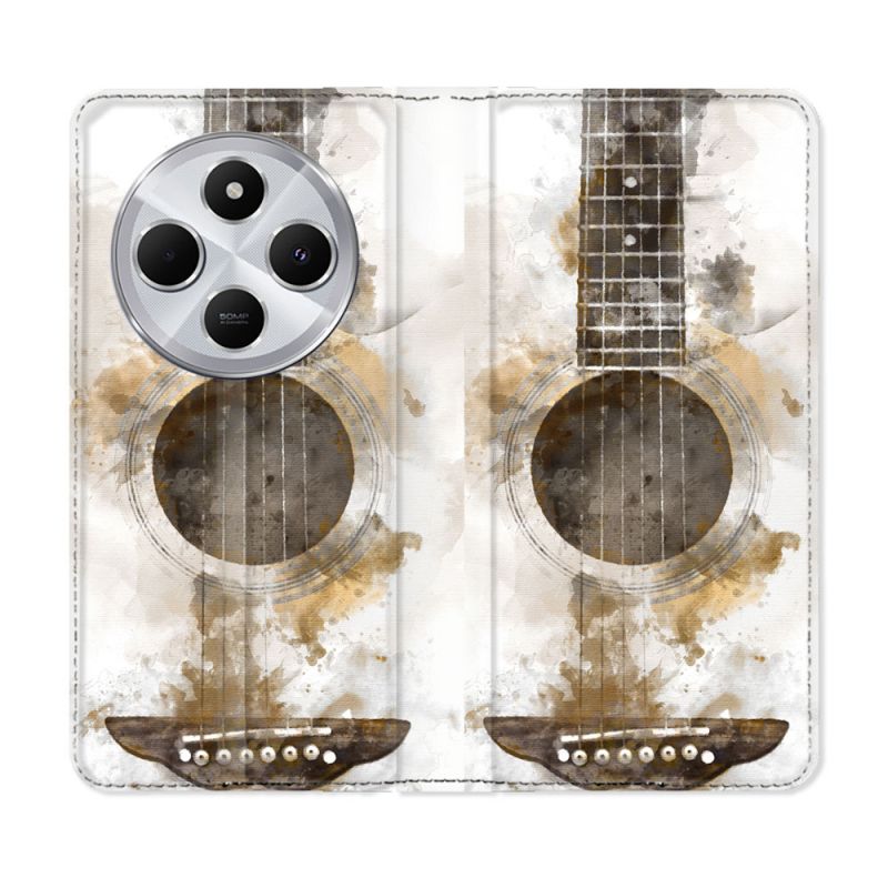 Housse Cuir Portefeuille Pour Xiaomi Redmi 14C 4G Musique Guitare Tag