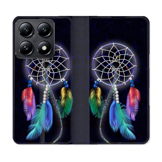 Housse Cuir Portefeuille Pour Xiaomi 14T Zen Attrape Reve Multicolore