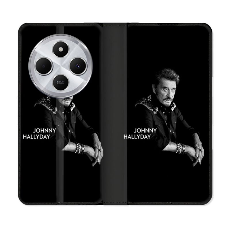 Housse Cuir Portefeuille Pour Xiaomi Redmi 14C 4G Musique Johnny Hallyday Noir