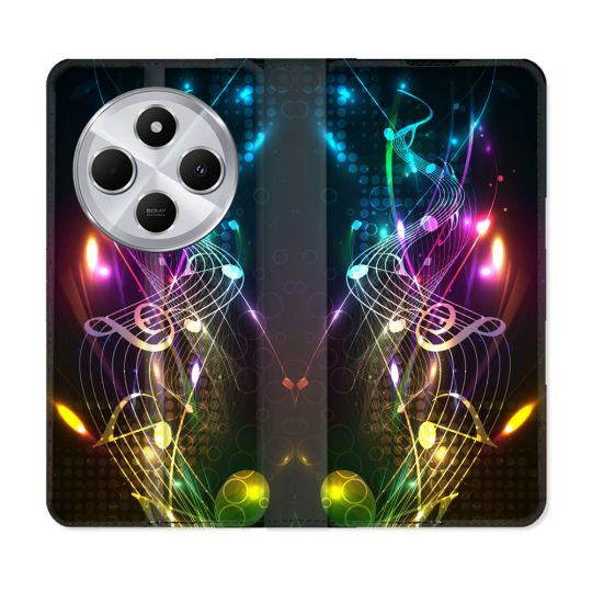 Housse Cuir Portefeuille Pour Xiaomi Redmi 14C 4G Musique Partition Multicolore