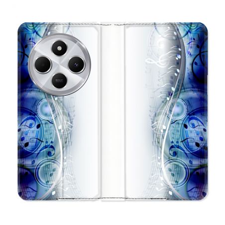 Housse Cuir Portefeuille Pour Xiaomi Redmi 14C 4G Musique Partition Vague