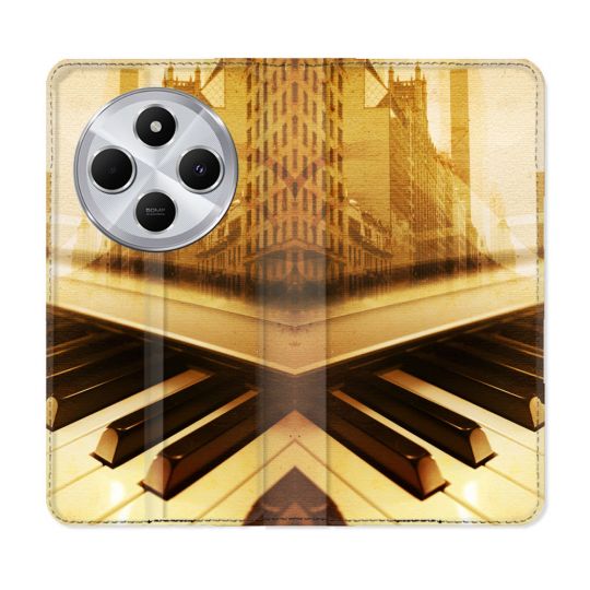 Housse Cuir Portefeuille Pour Xiaomi Redmi 14C 4G Musique Piano Retro