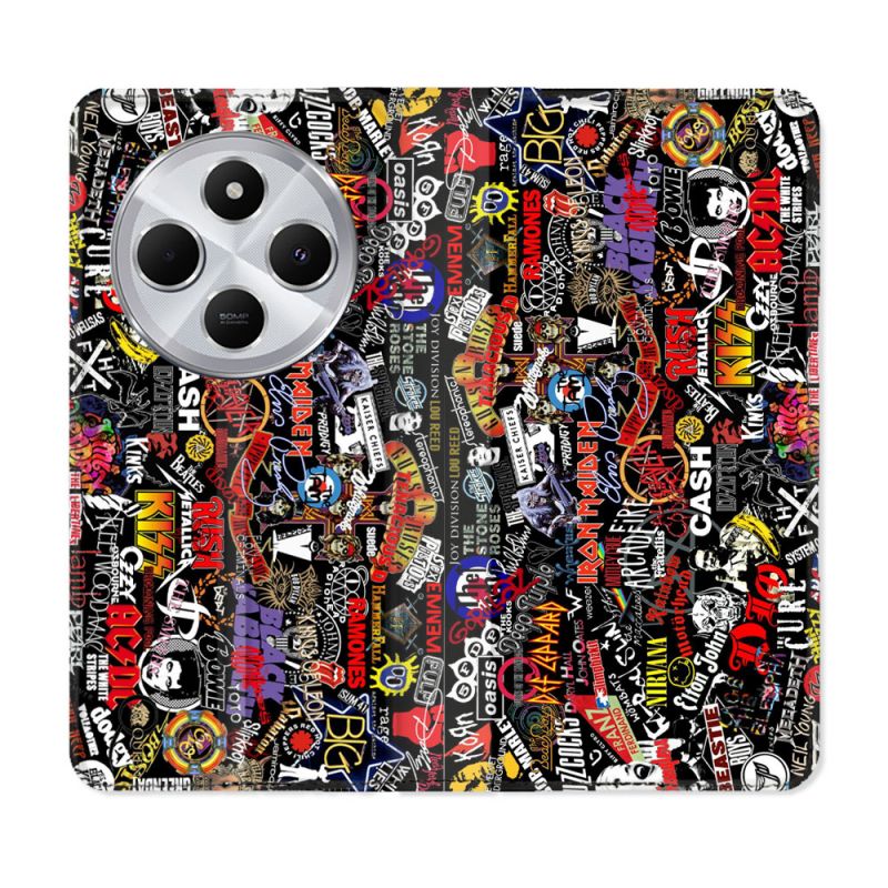 Housse Cuir Portefeuille Pour Xiaomi Redmi 14C 4G Musique Rock Groupe