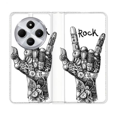 Housse Cuir Portefeuille Pour Xiaomi Redmi 14C 4G Musique Rock Main