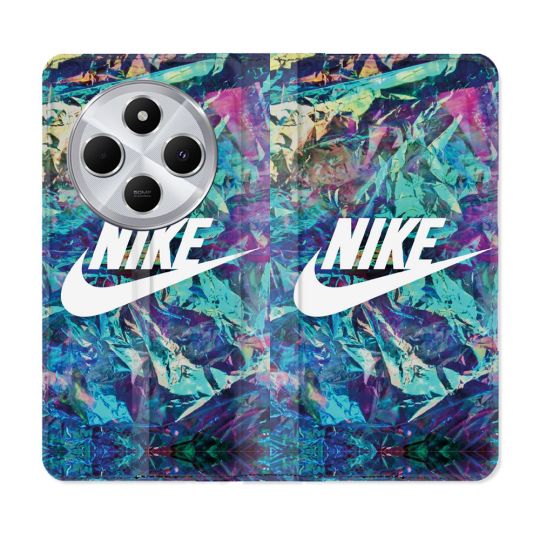 Housse Cuir Portefeuille Pour Xiaomi Redmi 14C 4G Nike Turquoise