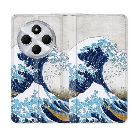 Housse Cuir Portefeuille Pour Xiaomi Redmi 14C 4G Peinture La Grande Vague