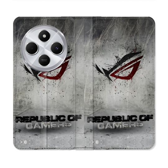 Housse Cuir Portefeuille Pour Xiaomi Redmi 14C 4G ROG Gris