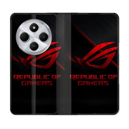 Housse Cuir Portefeuille Pour Xiaomi Redmi 14C 4G ROG Rouge