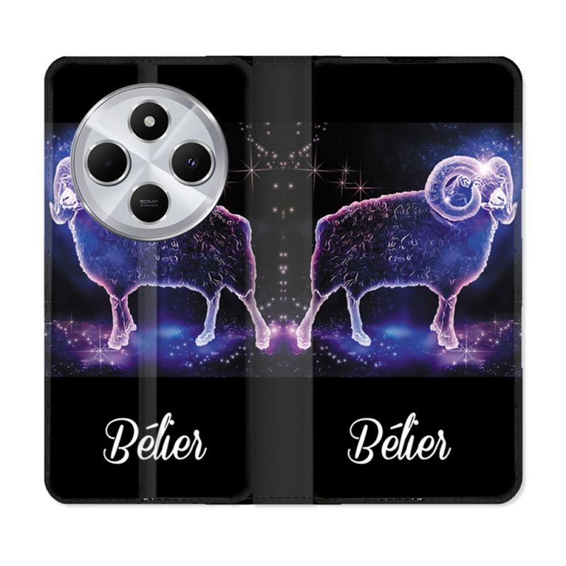 Housse Cuir Portefeuille Pour Xiaomi Redmi 14C 4G Signe Zodiaque 2 Bélier