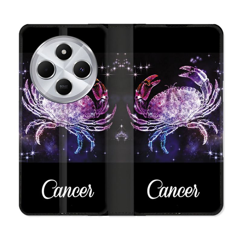 Housse Cuir Portefeuille Pour Xiaomi Redmi 14C 4G Signe Zodiaque 2 Cancer