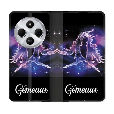 Housse Cuir Portefeuille Pour Xiaomi Redmi 14C 4G Signe Zodiaque 2 Gémeaux