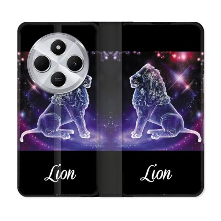 Housse Cuir Portefeuille Pour Xiaomi Redmi 14C 4G Signe Zodiaque 2 Lion