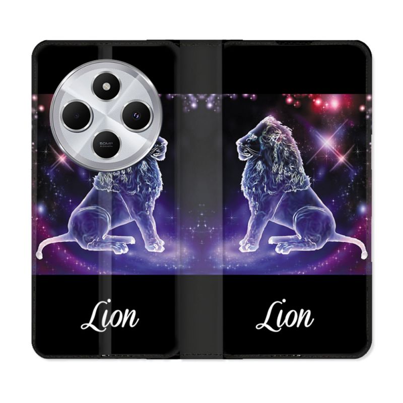 Housse Cuir Portefeuille Pour Xiaomi Redmi 14C 4G Signe Zodiaque 2 Lion