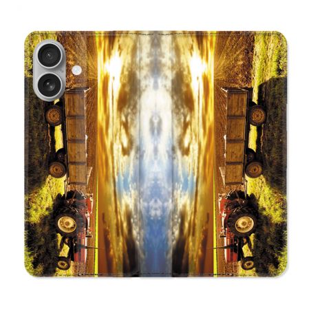 Housse Cuir Portefeuille Pour Iphone 16 Agriculture Tracteur Color