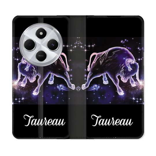 Housse Cuir Portefeuille Pour Xiaomi Redmi 14C 4G Signe Zodiaque 2 Taureau