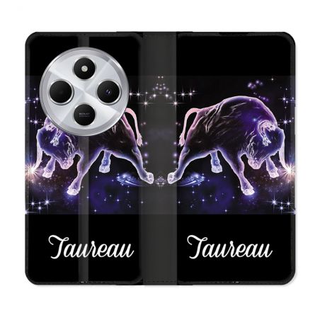 Housse Cuir Portefeuille Pour Xiaomi Redmi 14C 4G Signe Zodiaque 2 Taureau