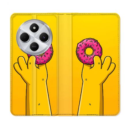 Housse Cuir Portefeuille Pour Xiaomi Redmi 14C 4G Simpson Donuts