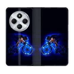 Housse Cuir Portefeuille Pour Xiaomi Redmi 14C 4G Sport Cyclisme Bleu