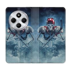 Housse Cuir Portefeuille Pour Xiaomi Redmi 14C 4G Sport Hockey Squelette