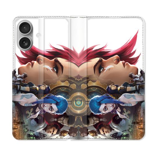 Housse Cuir Portefeuille Pour Iphone 16 Arcane Jynx Sœur