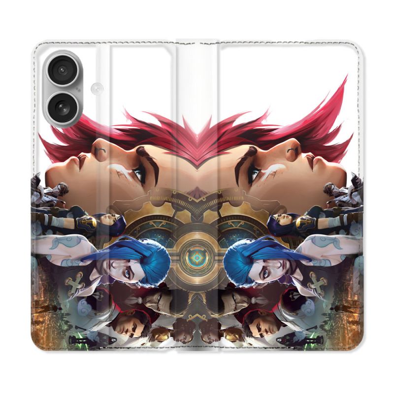 Housse Cuir Portefeuille Pour Iphone 16 Arcane Jynx Sœur
