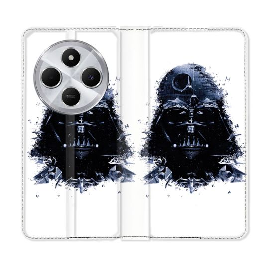 Housse Cuir Portefeuille Pour Xiaomi Redmi 14C 4G Star Wars - Dark Vador Blanc