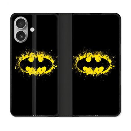 Housse Cuir Portefeuille Pour Iphone 16 Batman Logo