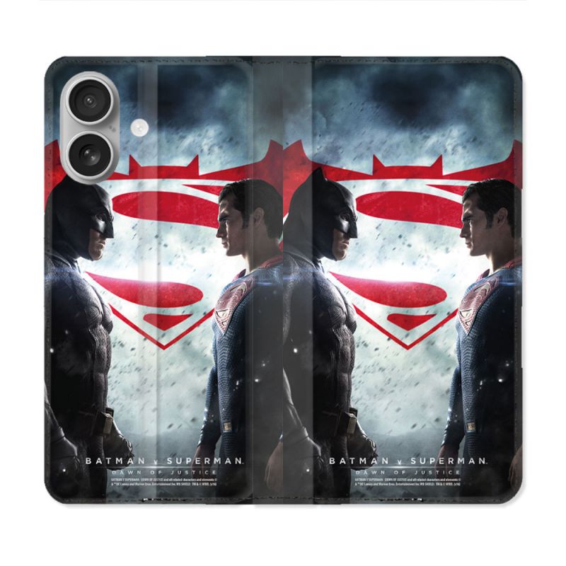 Housse Cuir Portefeuille Pour Iphone 16 Batman VS Superman