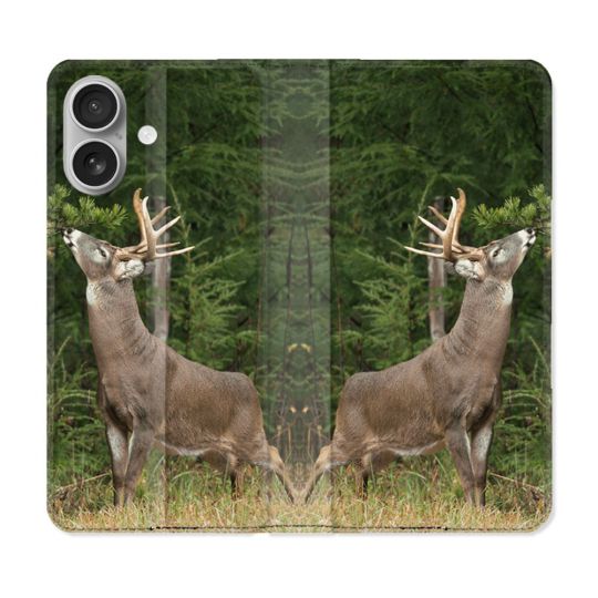 Housse Cuir Portefeuille Pour Iphone 16 Chasse Cerf