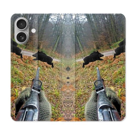 Housse Cuir Portefeuille Pour Iphone 16 Chasse Vision Tir