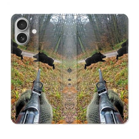 Housse Cuir Portefeuille Pour Iphone 16 Chasse Vision Tir